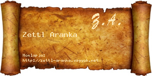 Zettl Aranka névjegykártya